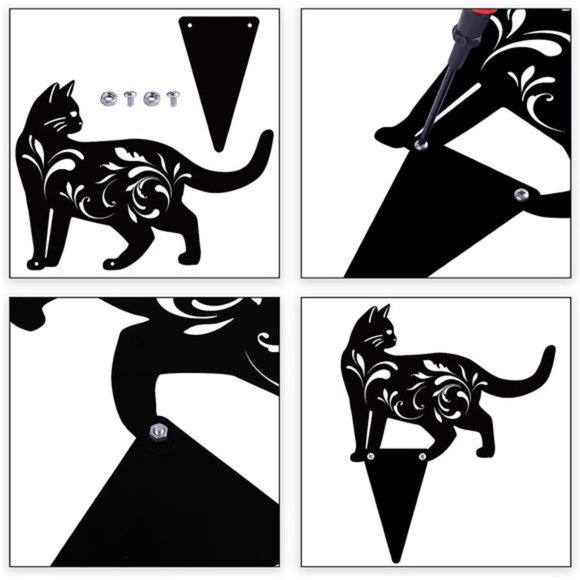 3 Pack Metal Cat Garden Statues Black Cat Silhouette Cat Decorative Garden Stake - Picture 6 of 7